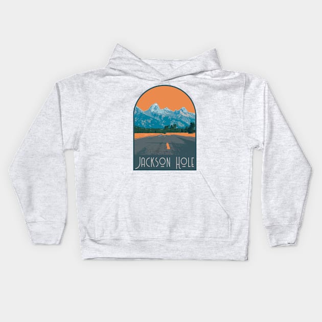 Jackson Hole Decal Kids Hoodie by zsonn